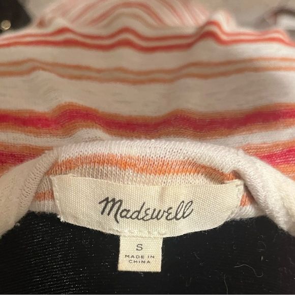 Madewell orange, red and tan striped fitted tee. Great condition! Size small. - Picture 3 of 3